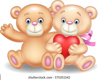 Cartoon romantic couple of teddy bear