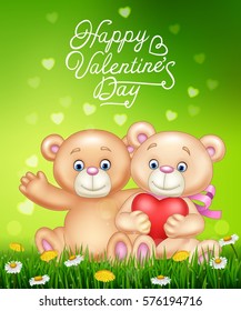 Cartoon romantic couple of teddy bear