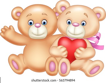 Cartoon romantic couple of teddy bears