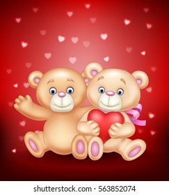Cartoon romantic couple of teddy bears