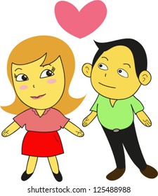 cartoon romantic people in love,