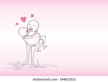 cartoon romantic, vector illustration