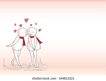 cartoon romantic, vector illustration