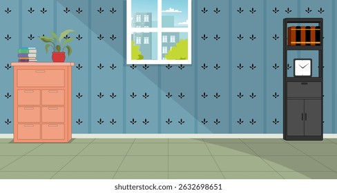 Vector de fondo de la sala de dibujos animados, ilustración de fondo de la sala de estar