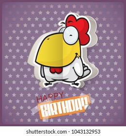 Cartoon rooster character cut out from paper. Vector collection.