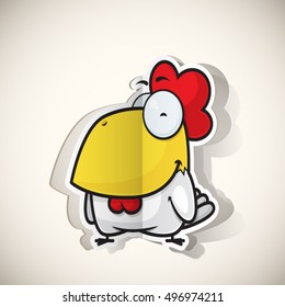 Cartoon rooster character cut out from paper. Vector collection.