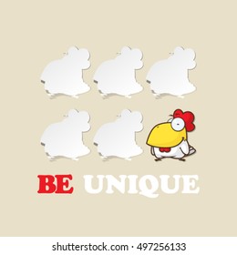 Cartoon rooster character cut out from paper. Vector collection.