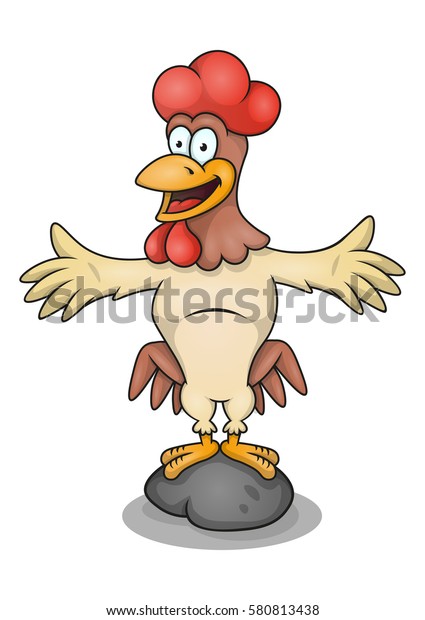 Cartoon Rooster Character Vector Illustration Stock Vector (Royalty
