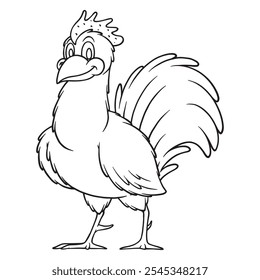 cartoon rooster chicken coloring illustration