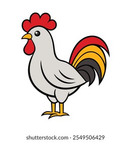 Cartoon rooster clipart vector illustration in flat style.