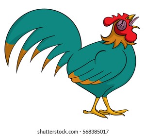 Cartoon rooster crowing