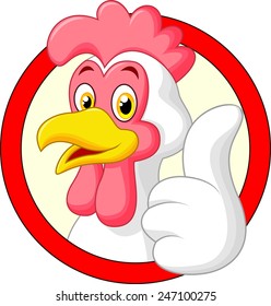 Cartoon rooster giving thumb up