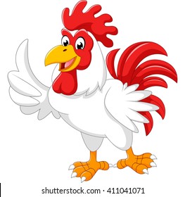 Cartoon rooster giving thumb up