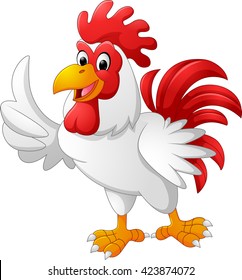 Cartoon rooster giving thumb up