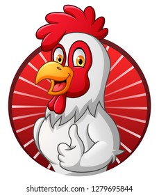 Cartoon rooster giving thumbs up 
