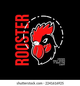 Caricatura Cabeza de gallo con comillas para camiseta de impresión, vectores o ilustración estilo de diseño gráfico