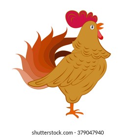 Cartoon rooster. Isolated object for design element
