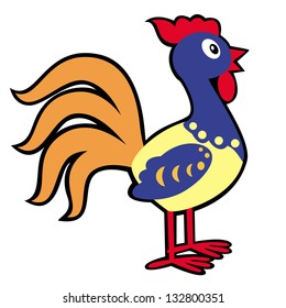cartoon rooster isolated on white background,simple vector picture for kids