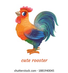 Cartoon rooster Isolated. Vector Illustration