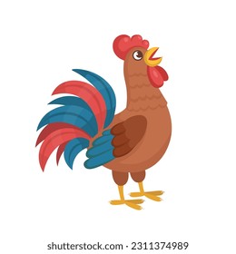 Cartoon rooster for kids. Farm animals.Vector illustration