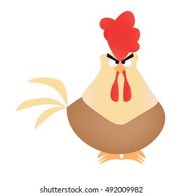 Cartoon rooster on white background,