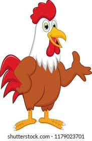 Cartoon rooster presenting