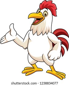 Cartoon rooster presenting