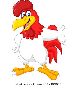 Cartoon rooster presenting