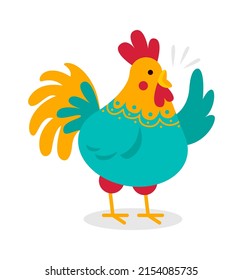 Cartoon rooster screaming. Vector illustration