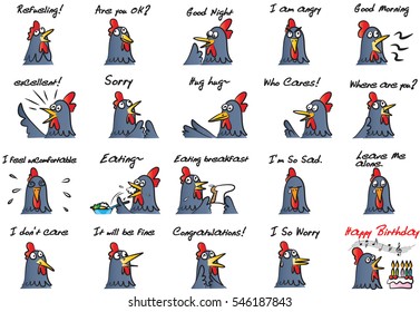 cartoon rooster set