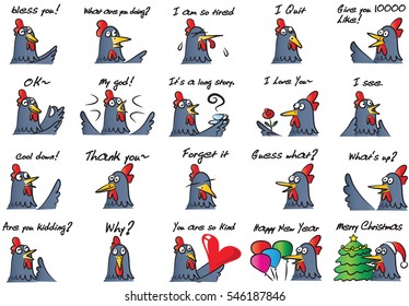 cartoon rooster set