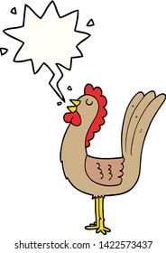 cartoon rooster with speech bubble