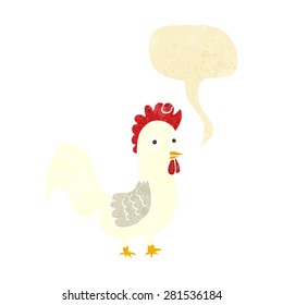 cartoon rooster with speech bubble