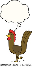 cartoon rooster with thought bubble