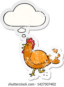 afiche de caricaturas con burbuja de pensamiento como pegatina gastada angustiada