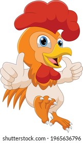 cartoon rooster thumbs up on a white background