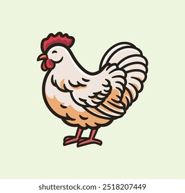 Icono de aislamiento de Ilustración vectorial de gallo de dibujos animados