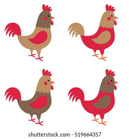 Cartoon roosters set