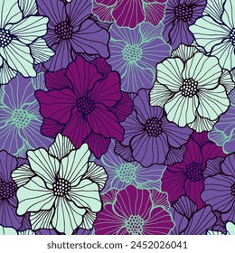 Cartoon rose flower repeating sample. Organic bouquet composition. Rose blossom with doodle petals. Packaging print. Field bloom summer periodic design Valentines day vector.