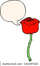 rosa de caricatura con burbuja de habla al estilo de un libro de historietas