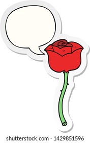 rosa de caricatura con pegatina de burbuja de habla