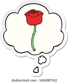 cartoon rose with thought bubble as a printed sticker