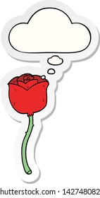 cartoon rose with thought bubble as a printed sticker