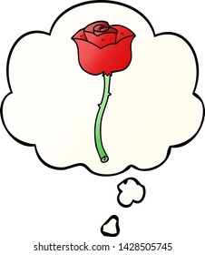 rosa de caricatura con burbuja de pensamiento en un estilo de gradiente suave