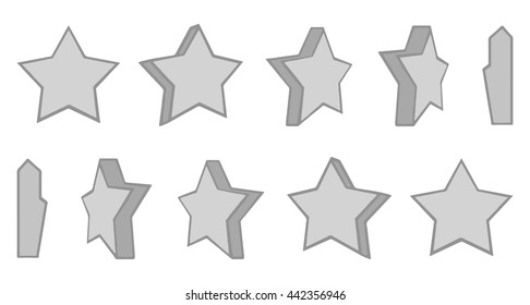 Cartoon rotation of the star. Vector animation set
