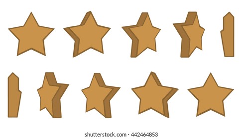 Cartoon rotation of the star. Vector animation set