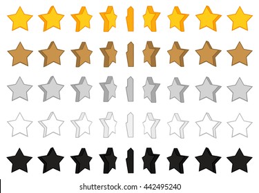 Cartoon rotation of the star. Vector animation set