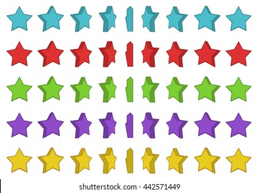 Cartoon Rotation Of The Star. Vector Animation Set