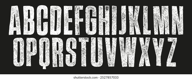 Cartoon Rough Font. Individually textured characters with a rough inked letterpress print texture. Unique design font