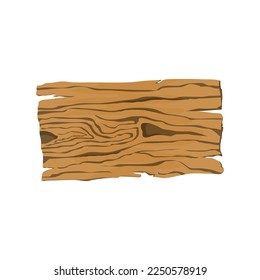 Cartoon rough wooden plank on isolated background, Vector illustration.